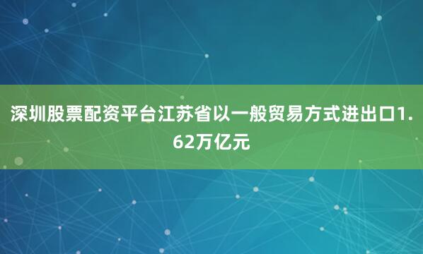 深圳股票配资平台江苏省以一般贸易方式进出口1.62万亿元